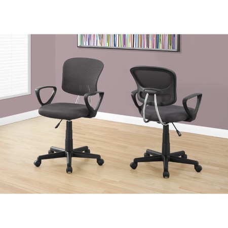 Monarch Specialties Office Chair, Swivel, Ergonomic, Armrests, Computer Desk, Work, Juvenile, Metal, Grey I 7262